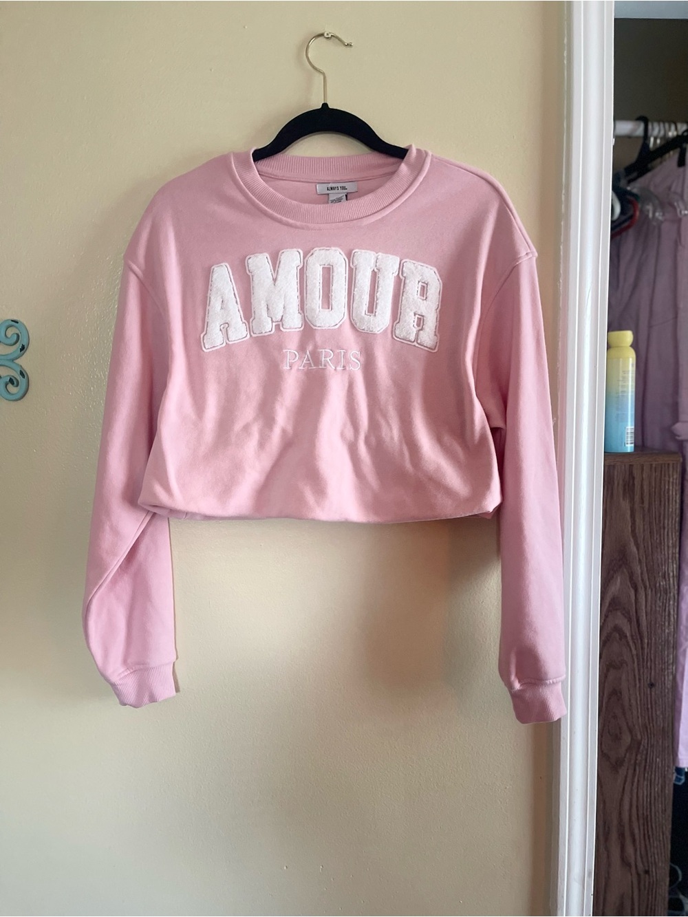 Always Pink 'AMOUR' Cropped Sweatshirt